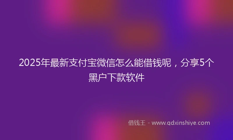 2025年最新支付宝微信怎么能借钱呢，分享5个黑户下款软件