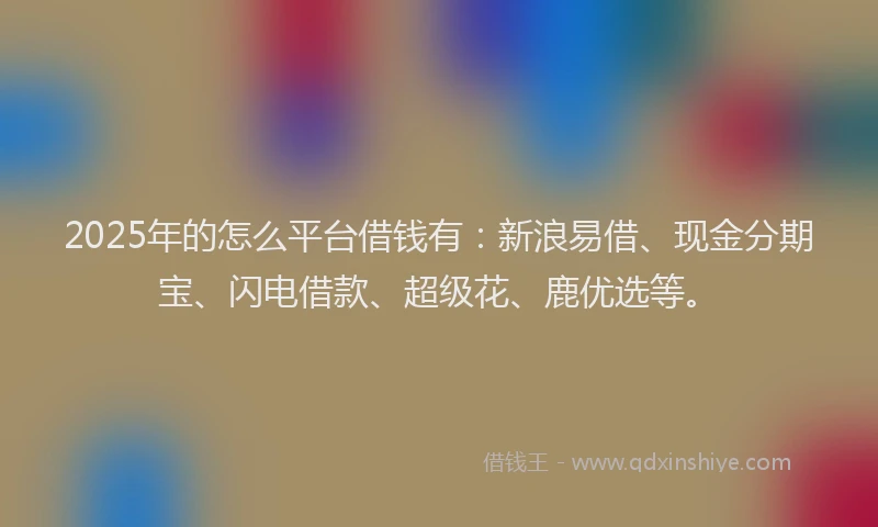 2025年的怎么平台借钱有：新浪易借、现金分期宝、闪电借款、超级花、鹿优选等。
