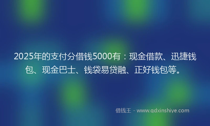 2025年的支付分借钱5000有：现金借款、迅捷钱包、现金巴士、钱袋易贷融、正好钱包等。