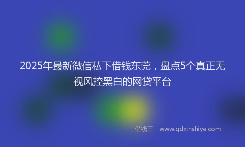 2025年最新微信私下借钱东莞，盘点5个真正无视风控黑白的网贷平台