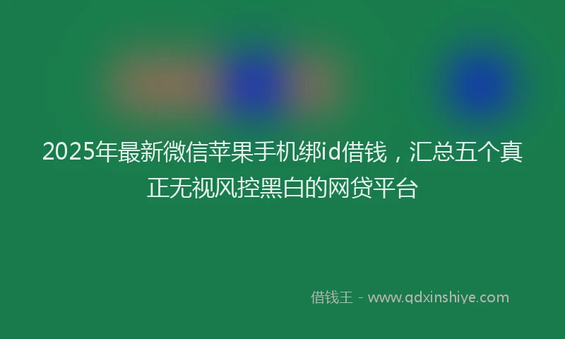 2025年最新微信苹果手机绑id借钱，汇总五个真正无视风控黑白的网贷平台