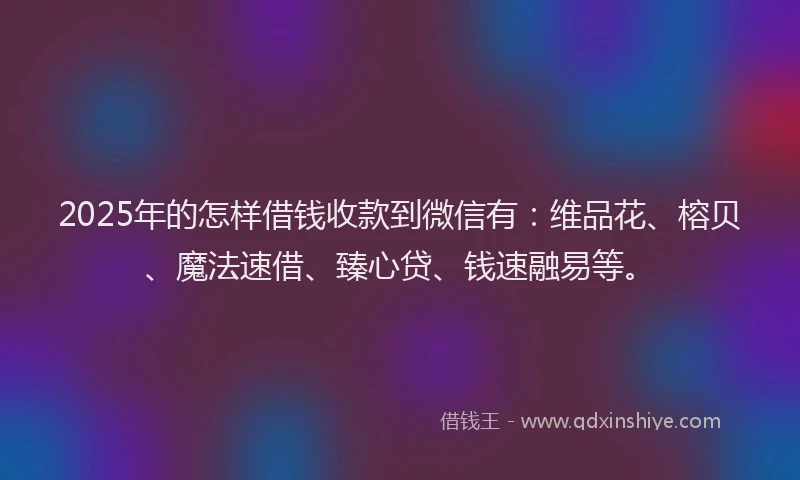 2025年的怎样借钱收款到微信有：维品花、榕贝、魔法速借、臻心贷、钱速融易等。
