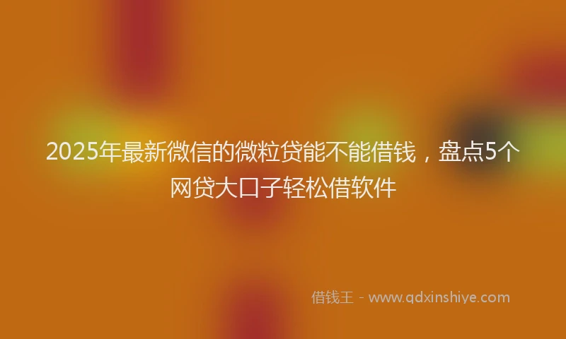2025年最新微信的微粒贷能不能借钱，盘点5个网贷大口子轻松借软件