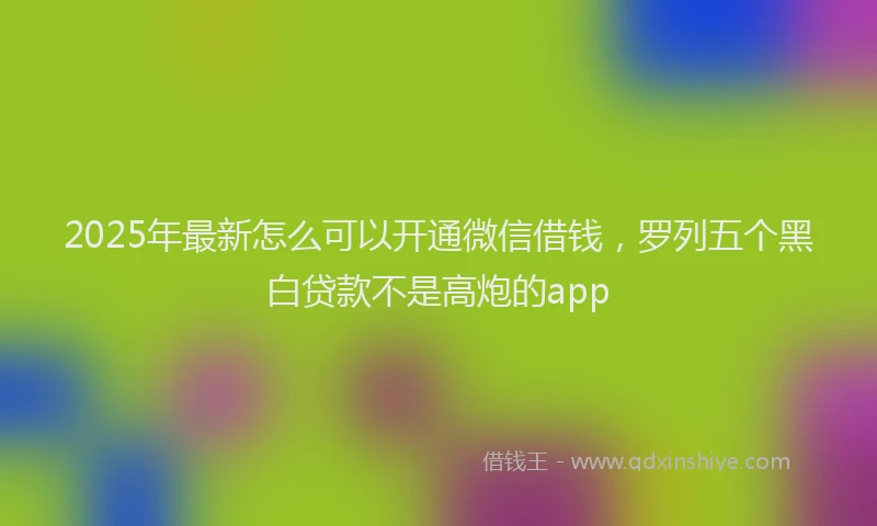 2025年最新怎么可以开通微信借钱，罗列五个黑白贷款不是高炮的app