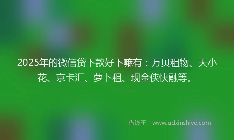 2025年的微信贷下款好下嘛有：万贝租物、天小花、京卡汇、萝卜租、现金侠快融等。
