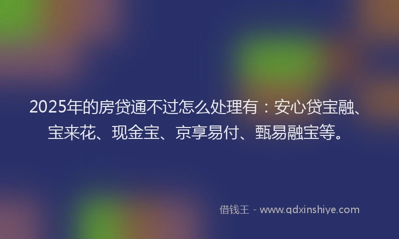 2025年的房贷通不过怎么处理有：安心贷宝融、宝来花、现金宝、京享易付、甄易融宝等。