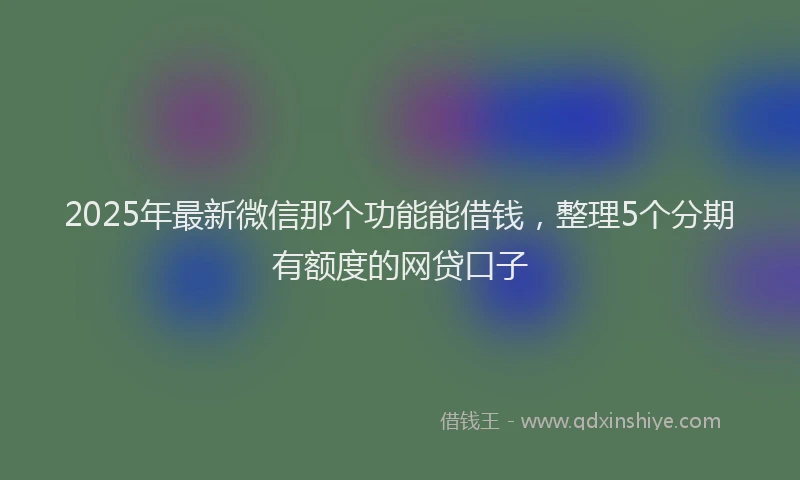 2025年最新微信那个功能能借钱，整理5个分期有额度的网贷口子