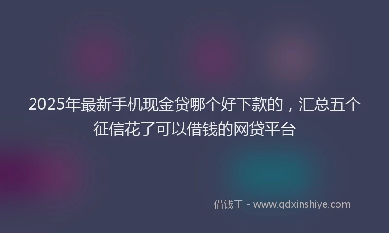 2025年最新手机现金贷哪个好下款的，汇总五个征信花了可以借钱的网贷平台