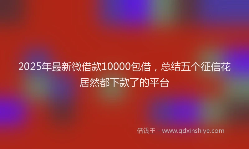 2025年最新微借款10000包借，总结五个征信花居然都下款了的平台