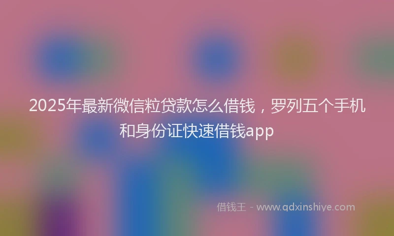 2025年最新微信粒贷款怎么借钱，罗列五个手机和身份证快速借钱app