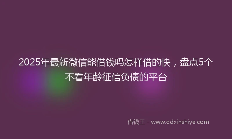 2025年最新微信能借钱吗怎样借的快，盘点5个不看年龄征信负债的平台