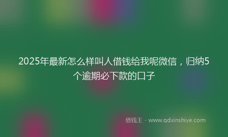 2025年最新怎么样叫人借钱给我呢微信，归纳5个逾期必下款的口子