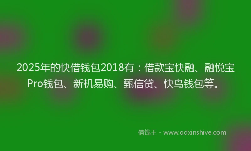 2025年的快借钱包2018有：借款宝快融、融悦宝Pro钱包、新机易购、甄信贷、快鸟钱包等。