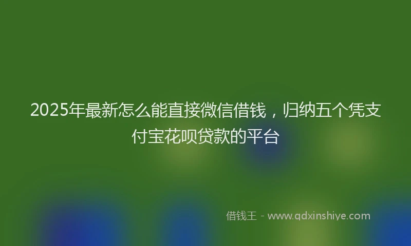 2025年最新怎么能直接微信借钱，归纳五个凭支付宝花呗贷款的平台