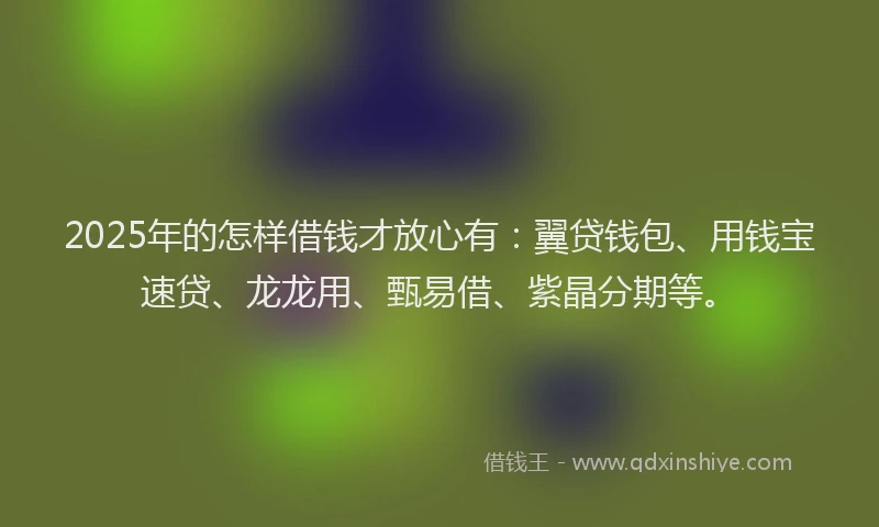 2025年的怎样借钱才放心有：翼贷钱包、用钱宝速贷、龙龙用、甄易借、紫晶分期等。