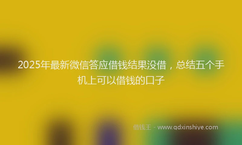 2025年最新微信答应借钱结果没借，总结五个手机上可以借钱的口子