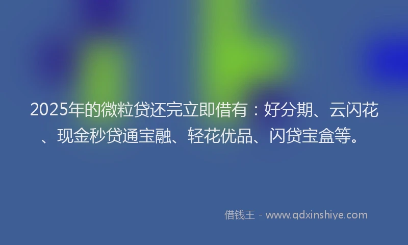 2025年的微粒贷还完立即借有：好分期、云闪花、现金秒贷通宝融、轻花优品、闪贷宝盒等。
