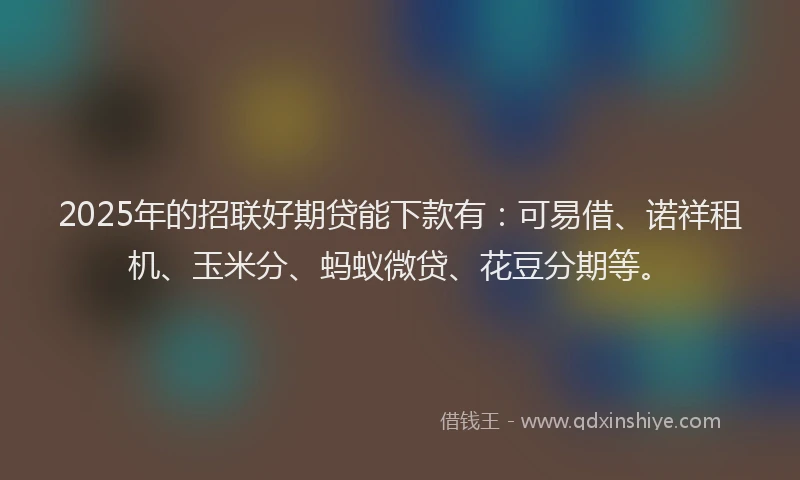 2025年的招联好期贷能下款有：可易借、诺祥租机、玉米分、蚂蚁微贷、花豆分期等。