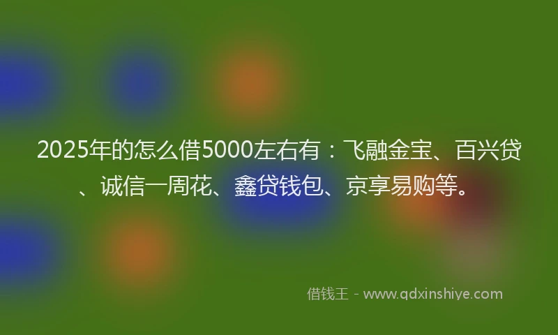 2025年的怎么借5000左右有：飞融金宝、百兴贷、诚信一周花、鑫贷钱包、京享易购等。