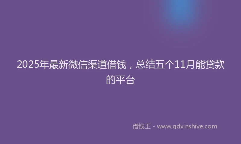 2025年最新微信渠道借钱，总结五个11月能贷款的平台