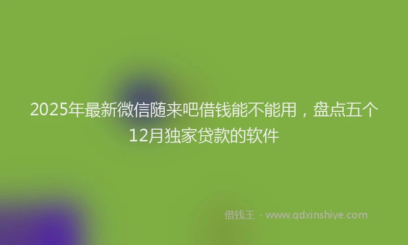 2025年最新微信随来吧借钱能不能用，盘点五个12月独家贷款的软件