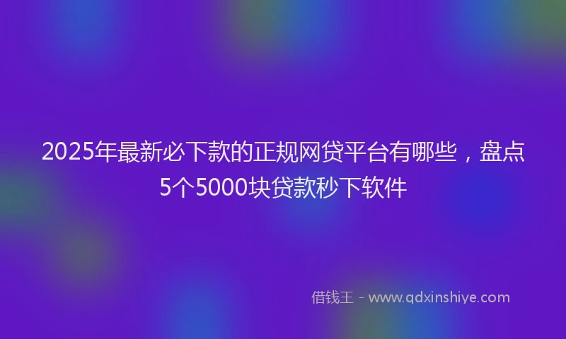 2025年最新必下款的正规网贷平台有哪些，盘点5个5000块贷款秒下软件