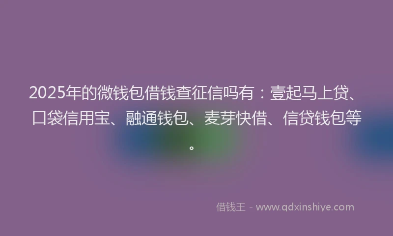 2025年的微钱包借钱查征信吗有：壹起马上贷、口袋信用宝、融通钱包、麦芽快借、信贷钱包等。