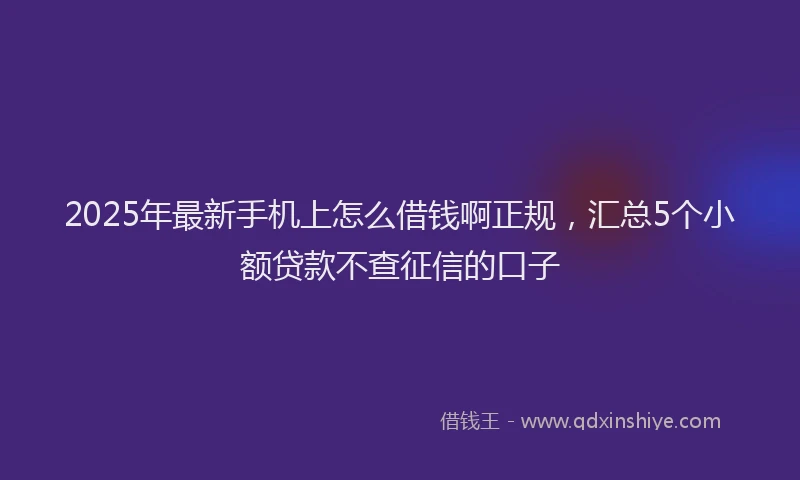 2025年最新手机上怎么借钱啊正规，汇总5个小额贷款不查征信的口子