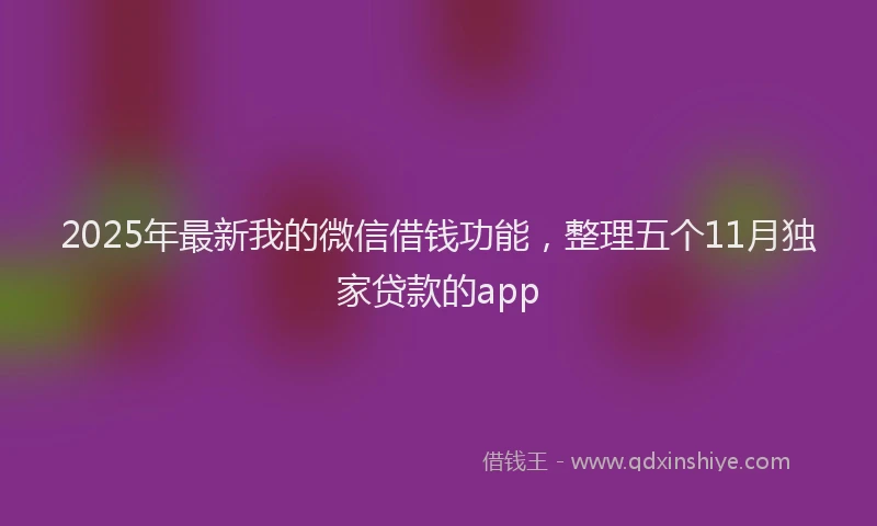 2025年最新我的微信借钱功能，整理五个11月独家贷款的app