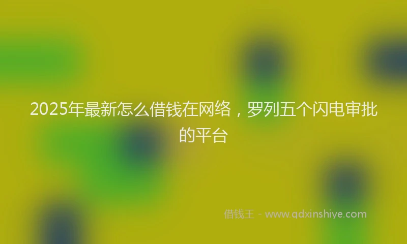 2025年最新怎么借钱在网络，罗列五个闪电审批的平台