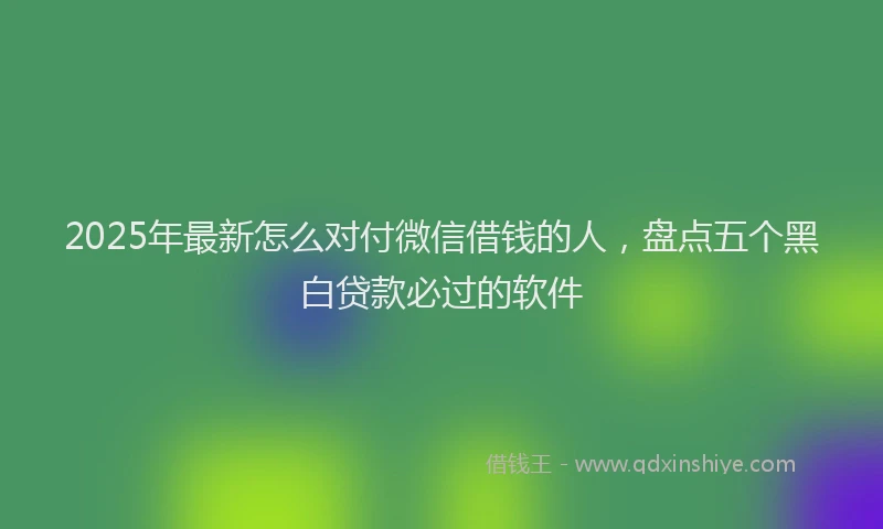 2025年最新怎么对付微信借钱的人，盘点五个黑白贷款必过的软件