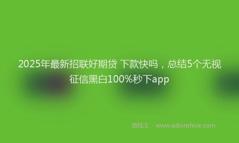 2025年最新招联好期贷 下款快吗，总结5个无视征信黑白100%秒下app