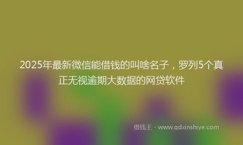2025年最新微信能借钱的叫啥名子，罗列5个真正无视逾期大数据的网贷软件
