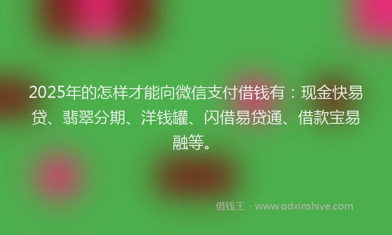 2025年的怎样才能向微信支付借钱有：现金快易贷、翡翠分期、洋钱罐、闪借易贷通、借款宝易融等。