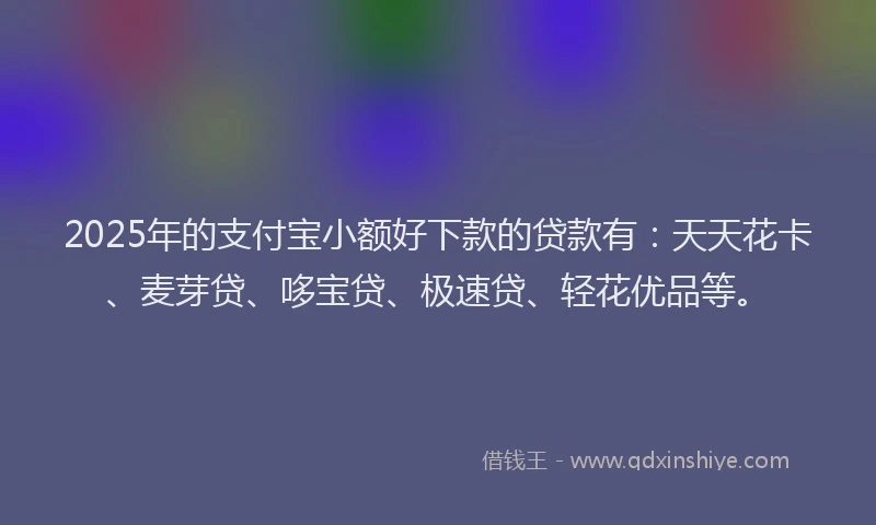 2025年的支付宝小额好下款的贷款有：天天花卡、麦芽贷、哆宝贷、极速贷、轻花优品等。
