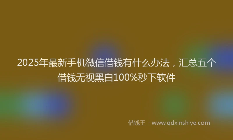 2025年最新手机微信借钱有什么办法，汇总五个借钱无视黑白100%秒下软件