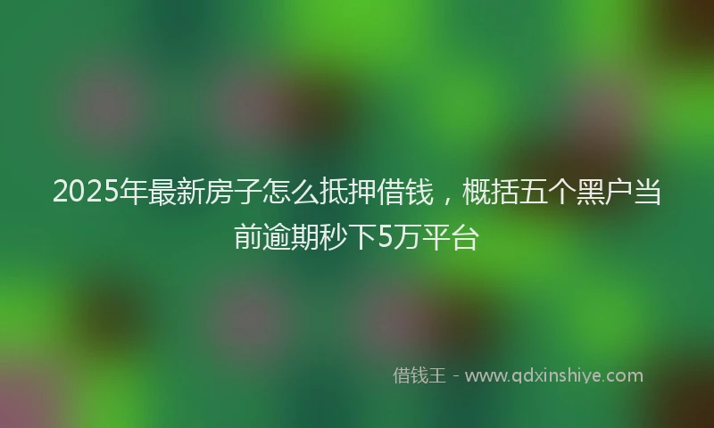 2025年最新房子怎么抵押借钱，概括五个黑户当前逾期秒下5万平台