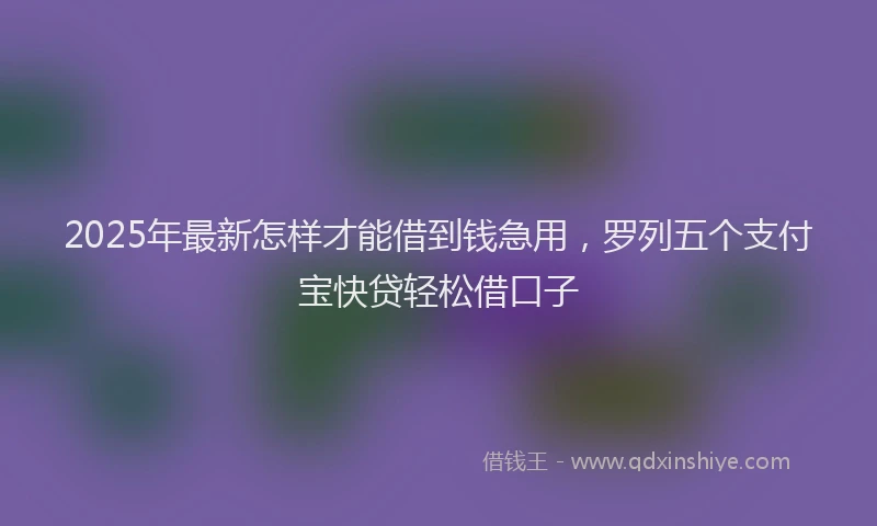 2025年最新怎样才能借到钱急用，罗列五个支付宝快贷轻松借口子