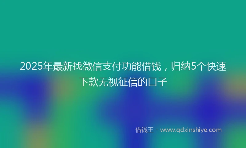2025年最新找微信支付功能借钱，归纳5个快速下款无视征信的口子