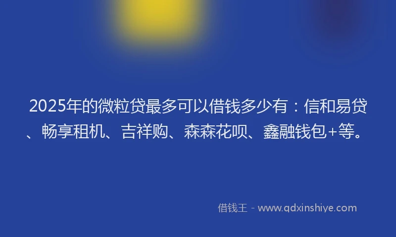 2025年的微粒贷最多可以借钱多少有：信和易贷、畅享租机、吉祥购、森森花呗、鑫融钱包+等。