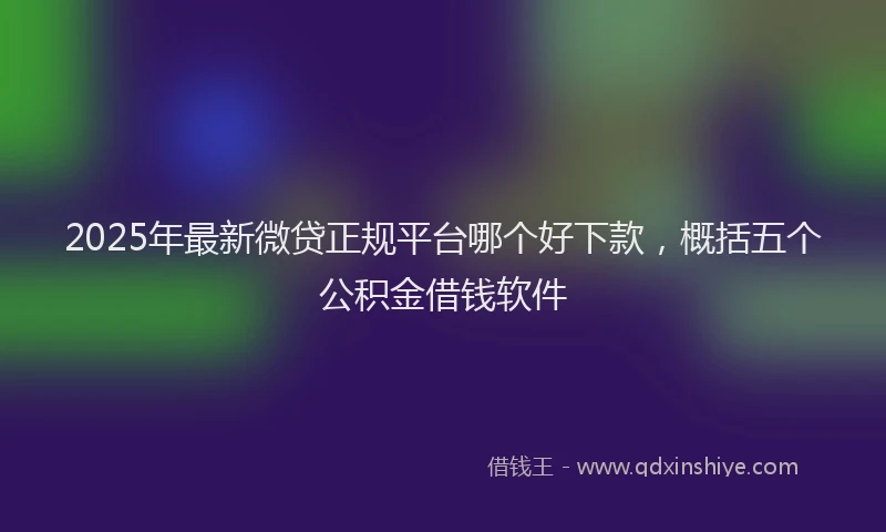 2025年最新微贷正规平台哪个好下款，概括五个公积金借钱软件