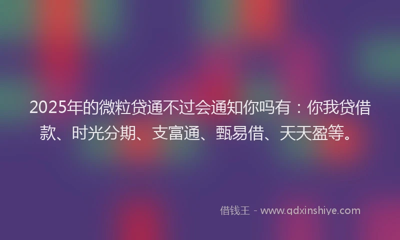 2025年的微粒贷通不过会通知你吗有：你我贷借款、时光分期、支富通、甄易借、天天盈等。