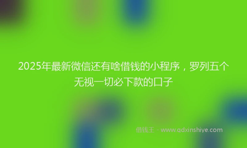 2025年最新微信还有啥借钱的小程序，罗列五个无视一切必下款的口子