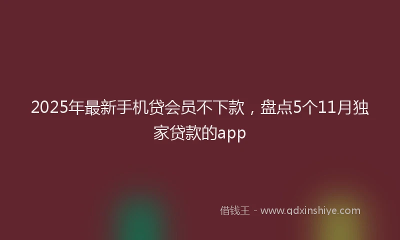 2025年最新手机贷会员不下款，盘点5个11月独家贷款的app