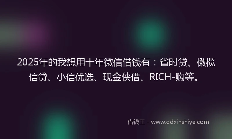 2025年的我想用十年微信借钱有：省时贷、橄榄信贷、小信优选、现金侠借、RICH-购等。