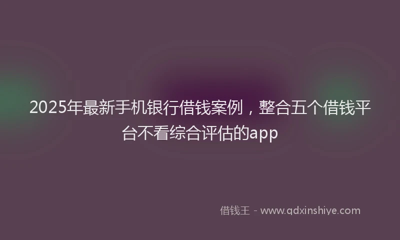 2025年最新手机银行借钱案例，整合五个借钱平台不看综合评估的app