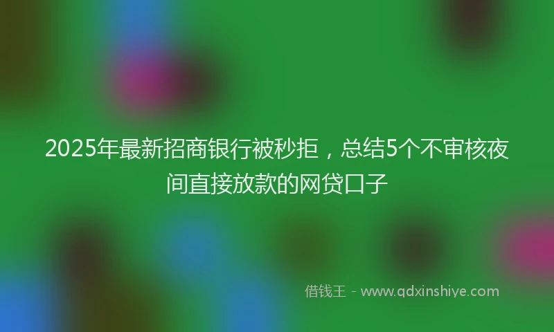 2025年最新招商银行被秒拒，总结5个不审核夜间直接放款的网贷口子