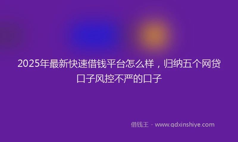 2025年最新快速借钱平台怎么样，归纳五个网贷口子风控不严的口子