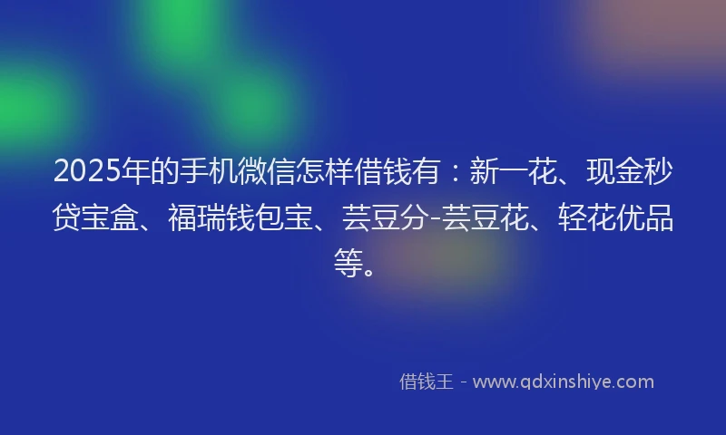 2025年的手机微信怎样借钱有：新一花、现金秒贷宝盒、福瑞钱包宝、芸豆分-芸豆花、轻花优品等。