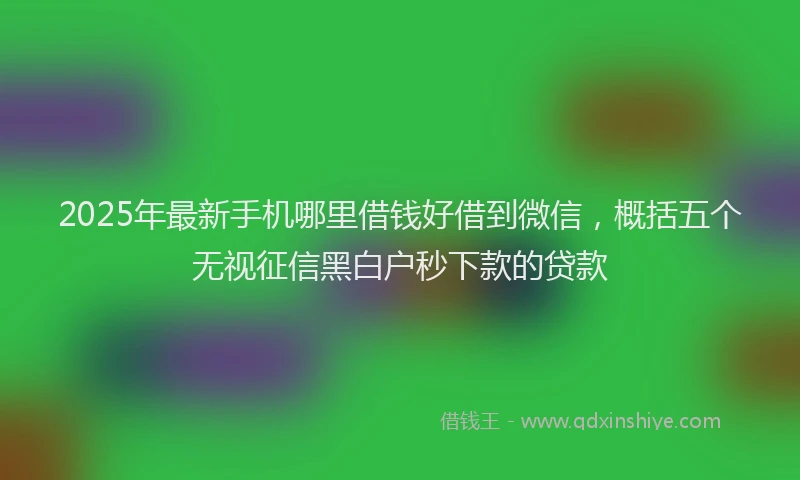 2025年最新手机哪里借钱好借到微信，概括五个无视征信黑白户秒下款的贷款